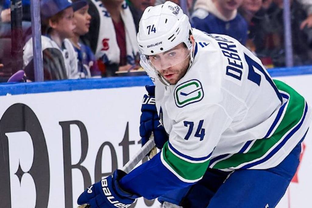 Vancouver Canucks winger Jake DeBrusk, in action Saturday, Jan. 10, 2026 versus the Toronto Maple Leafs in an NHL game at Scotiabank Arena in Toronto. (https://x.com/Canucks)