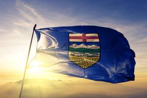 A stock photo of the flag of Alberta.