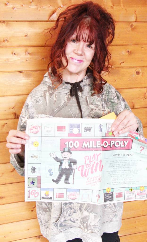 The winner of the 100 Mile Free Press&rsquo; 100 Mile-O-Poly contest was Frannie Trachuck. She received 12 gift cards for local participating businesses worth a combined $600. (Patrick Davies photo - 100 Mile Free Press)